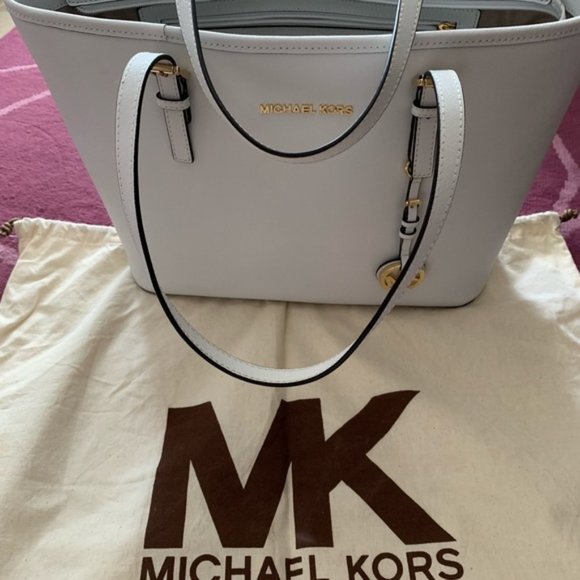 Michael Kors AUTHENTIC Jet Set Saffiano White Leather Tote Bag - Picture 1 of 11